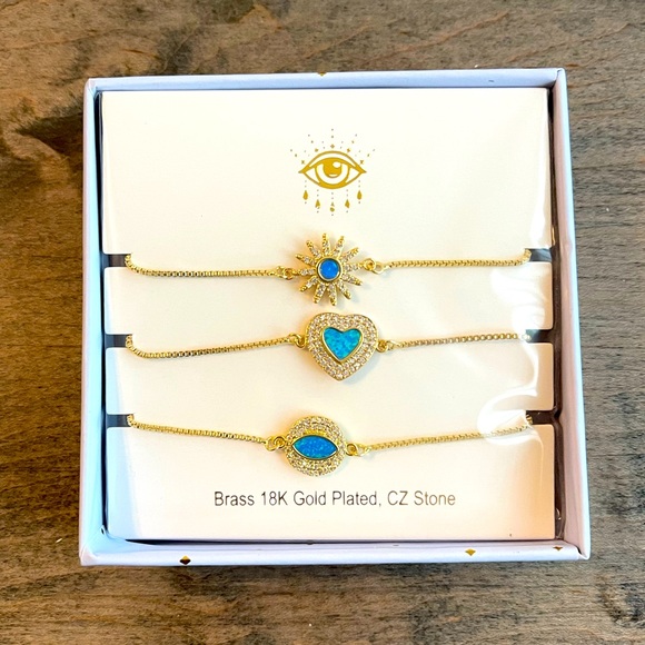EYE CANDY Opal & CZ Adjustable Bracelet Set - Picture 2 of 4